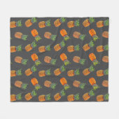 Couverture Polaire Ananas sur fond gris (Devant (Horizontal))
