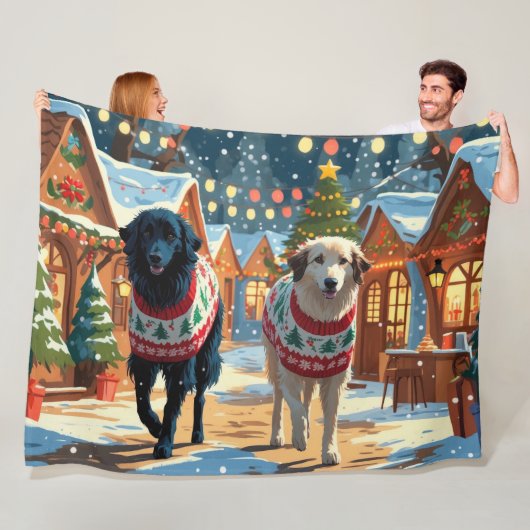Couverture Polaire Anatolian Shepherd Dogs Christmas Snow Holiday (En situation)