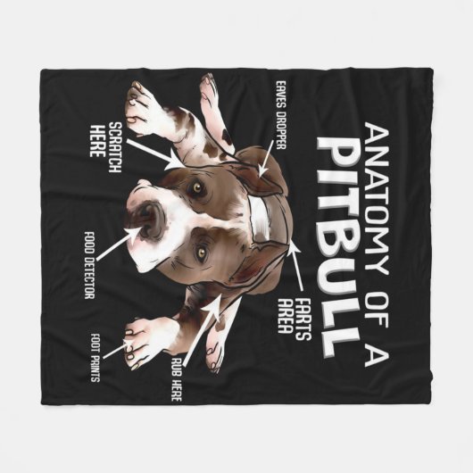 Couverture Polaire Anatomie D'Un Pitbull Américain (Devant (Horizontal))