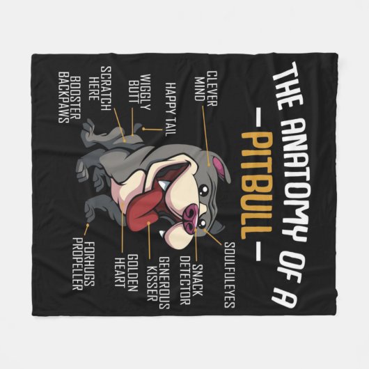 Couverture Polaire Anatomie D'Un Pitbull Cute (Devant (Horizontal))