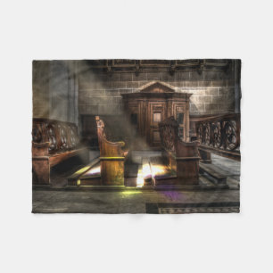 Couverture Polaire Ancien banc de l'église en bois avec Kneeler