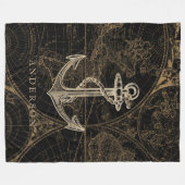 Couverture Polaire Ancien Monde Ancre nautique Monogramme Noir (Devant (Horizontal))
