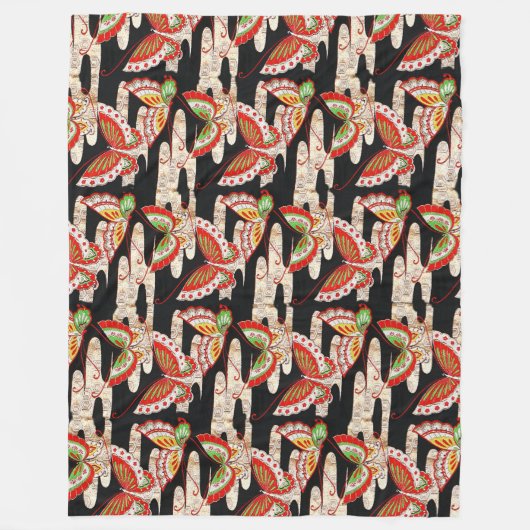 Couverture Polaire ANCIENS BULLETINS JAPONAIS Rouge Noir Blanc (Devant)