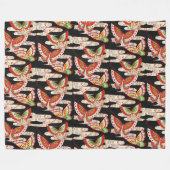 Couverture Polaire ANCIENS BULLETINS JAPONAIS Rouge Noir Blanc (Devant (Horizontal))