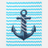 Couverture Polaire Ancrage bleu avec vagues bleues (Devant)