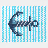 Couverture Polaire Ancrage bleu avec vagues bleues (Devant (Horizontal))