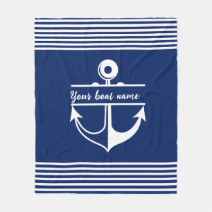 Couverture Polaire Ancrage de nom de bateau personnalisé rayé Marine