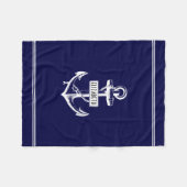 Couverture Polaire Ancrage et lignes marines bleu et blanc (Devant (Horizontal))