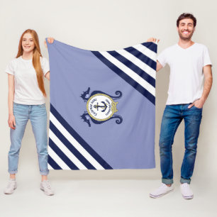 Couverture Polaire Ancrage nautique/hippocampe/or/nom de personnalise