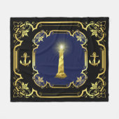 Couverture Polaire Ancrage nautique/phare noir/or/bleu (Devant (Horizontal))