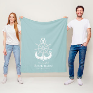 Couverture Polaire Ancre Beach House Nom de famille Turquoise