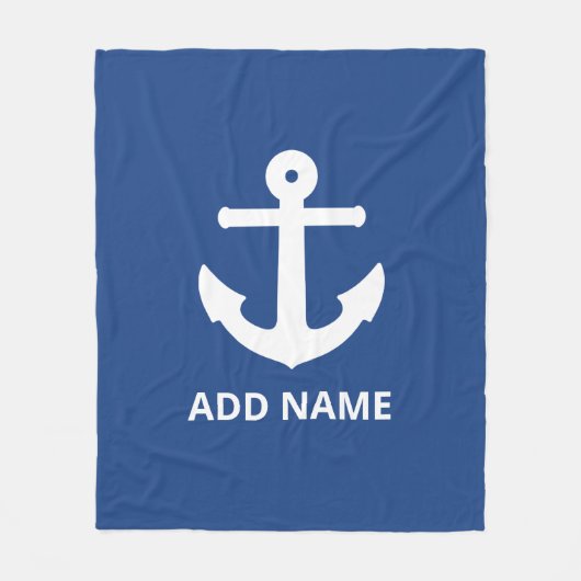 Couverture Polaire Ancre blanche Ajouter un nom Navy (Devant)