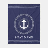 Couverture Polaire Ancre blanche bleue marine Personnalisée (Devant)