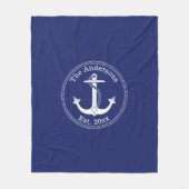 Couverture Polaire Ancre blanche marine Nom de famille (Devant)
