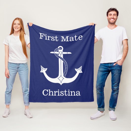 Couverture Polaire Ancre blanche Nautical First Mate personnalisée (En situation)