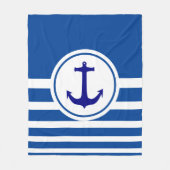 Couverture Polaire Ancre bleu bleu et blanc rayé personnalisé (Devant)