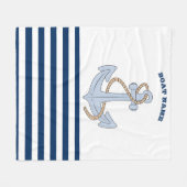 Couverture Polaire Ancre Bleu marine Rayures blanches (Devant (Horizontal))