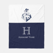 Couverture Polaire Ancre Bleue de la marine nautique Monogramme (Devant)