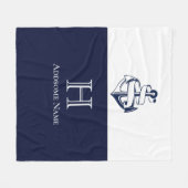 Couverture Polaire Ancre Bleue de la marine nautique Monogramme (Devant (Horizontal))