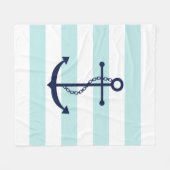 Couverture Polaire Ancre bleue sur les rayures de menthe (Devant (Horizontal))
