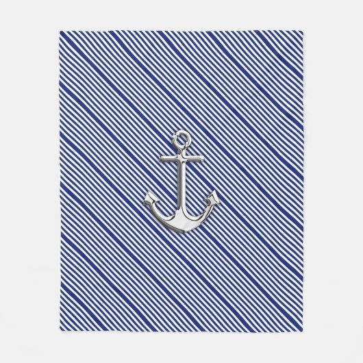 Couverture Polaire Ancre Chrome sur la marine nautique Bleu Stripes I (Devant)