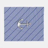Couverture Polaire Ancre Chrome sur la marine nautique Bleu Stripes I (Devant (Horizontal))