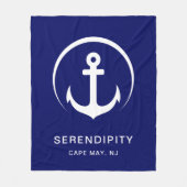 Couverture Polaire Ancre de bateau moderne bleu marine (Devant)