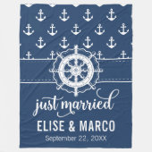 Couverture Polaire Ancre et roue de navire juste marié (Devant)