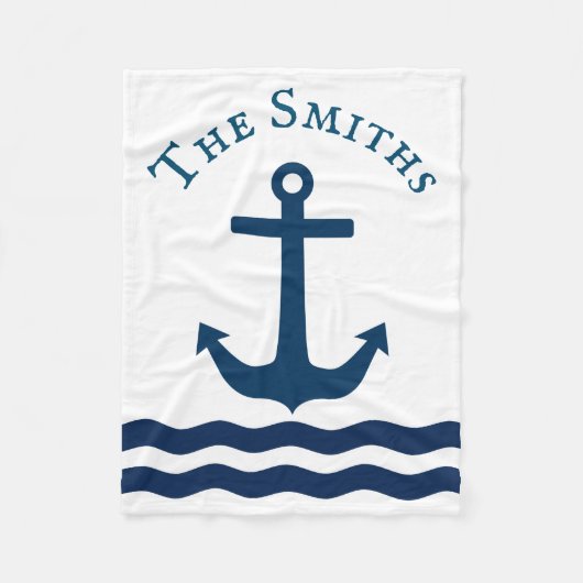 Couverture Polaire Ancre lisse Nautique Personnalisé (Devant)