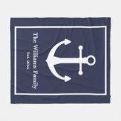 Couverture Polaire Ancre marine blanche et bleue de minuit (Devant (Horizontal))