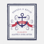 Couverture Polaire ancre marine rouge foncé et bleu marine (Devant)