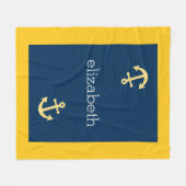 Couverture Polaire Ancre nautique avec Motif de Navy Jaune Chevron (Devant (Horizontal))