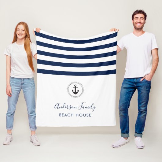 Couverture Polaire Ancre nautique et corde Maison de plage familiale (En situation)