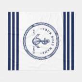 Couverture Polaire Ancre nautique et corde Nom du bateau Marine Bleu  (Devant (Horizontal))