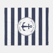 Couverture Polaire Ancre nautique Marine Bleu Blancs Blancs Nom du ba (Devant (Horizontal))