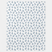 Couverture Polaire Ancre nautique Motif d'aquarelle bleu (Devant)