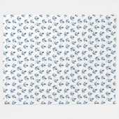 Couverture Polaire Ancre nautique Motif d'aquarelle bleu (Devant (Horizontal))