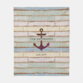 Couverture Polaire Ancre nautique Nom du bateau en bois rustique (Devant)
