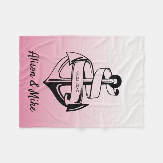 Couverture Polaire Ancre noire et blanche (Devant (Horizontal))