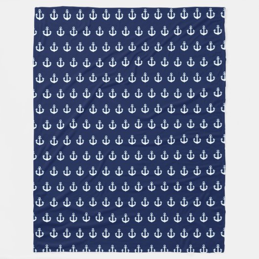 Couverture Polaire Ancres blanches côte à côte bleu (Devant)