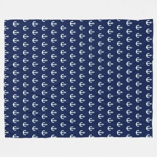 Couverture Polaire Ancres blanches côte à côte bleu (Devant (Horizontal))