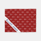 Couverture Polaire Ancres blanches nautiques sur rouge Personnalisé (Devant (Horizontal))