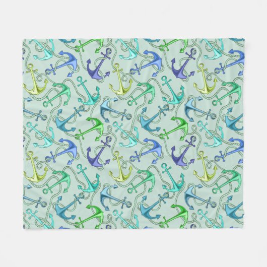 Couverture Polaire Ancres flottantes et motif de corde (Devant (Horizontal))