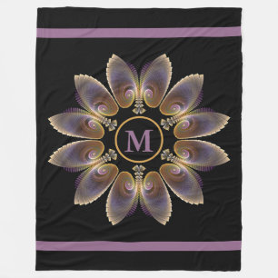 Couverture Polaire Ange Abstraite ailes Mandala Monogramme fractal