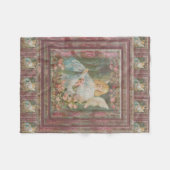 Couverture Polaire Ange avec les roses roses (Devant (Horizontal))