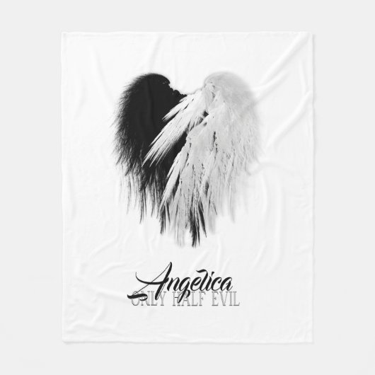 Couverture Polaire ANGEL AILES COEUR Noir+Blanc Seulement mi-mal Funn (Devant)