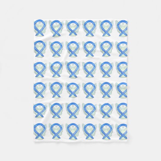 Couverture Polaire Angel Blue Awareness Ruban Custom Soft Blanches (Devant)