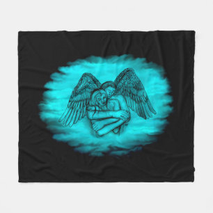 Couverture Polaire Angel Eros en amour, design noir et vert