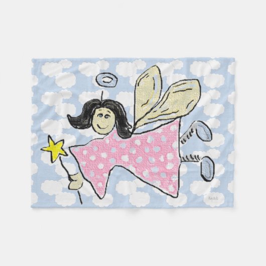 Couverture Polaire Angel/Fée en rose (Devant (Horizontal))