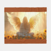 Couverture Polaire Angel in the sunflowers at sunset (Devant (Horizontal))